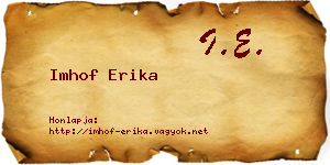 Imhof Erika névjegykártya